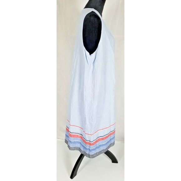 J Jill Love Linen Sleeveless Shift Dress Size XL Blue Midi V Neck Pockets - Picture 5 of 9